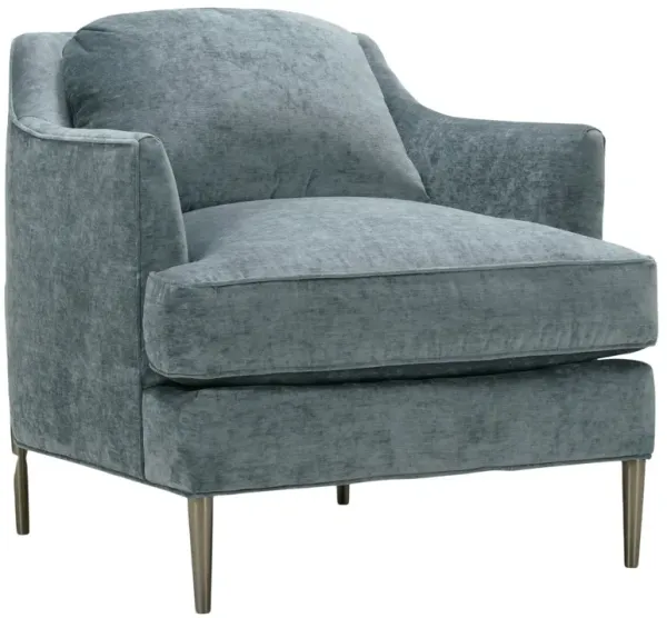 Evelyn Velvet Accent Chair, Adriatic Green/Brass