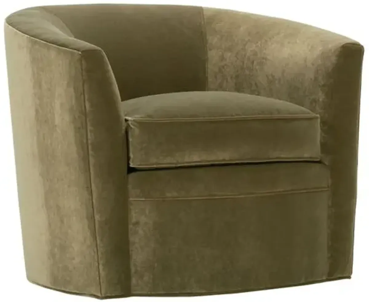 Jovie Swivel Chair - Olive Green Velvet