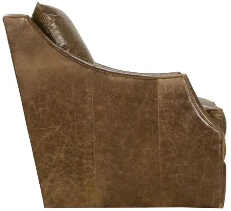 Sadie Leather Swivel Glider Chair - Brown