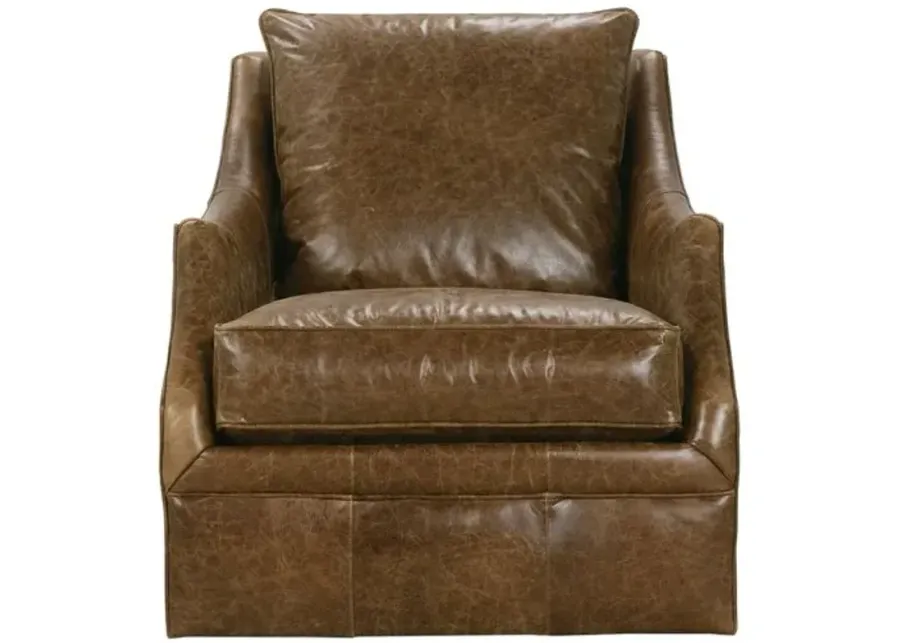 Sadie Leather Swivel Glider Chair - Brown