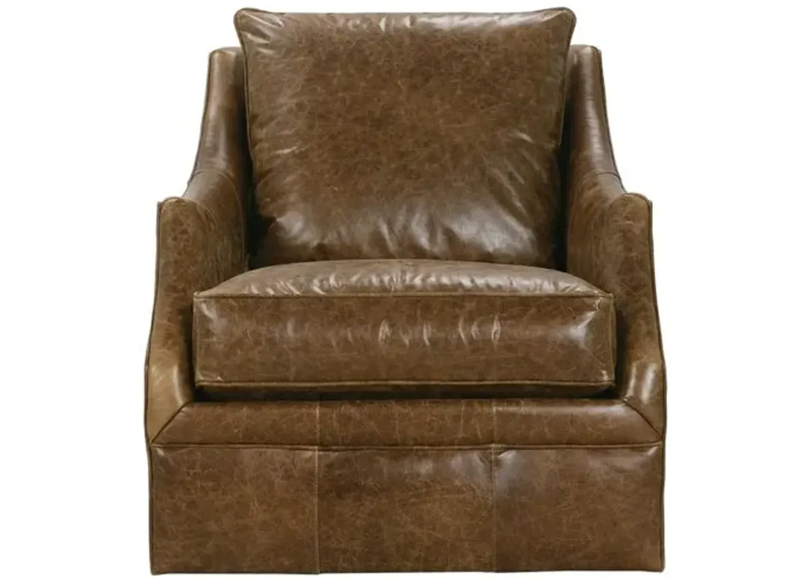 Sadie Leather Swivel Glider Chair - Brown