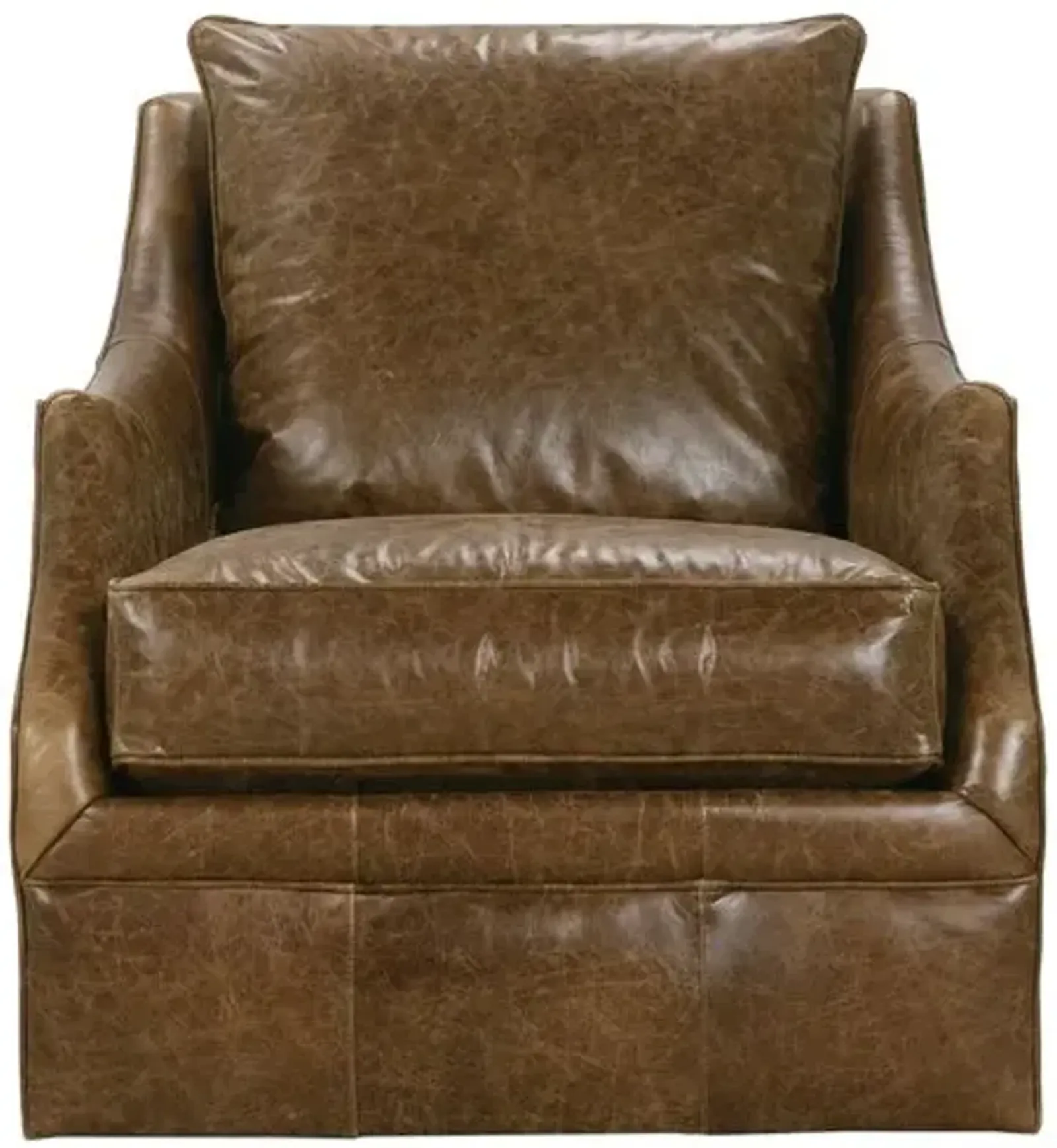 Sadie Leather Swivel Glider Chair - Brown