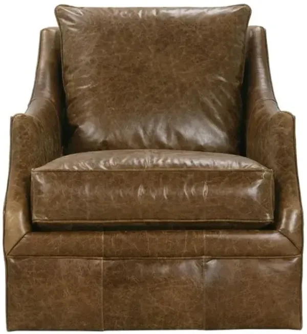 Sadie Leather Swivel Glider Chair - Brown