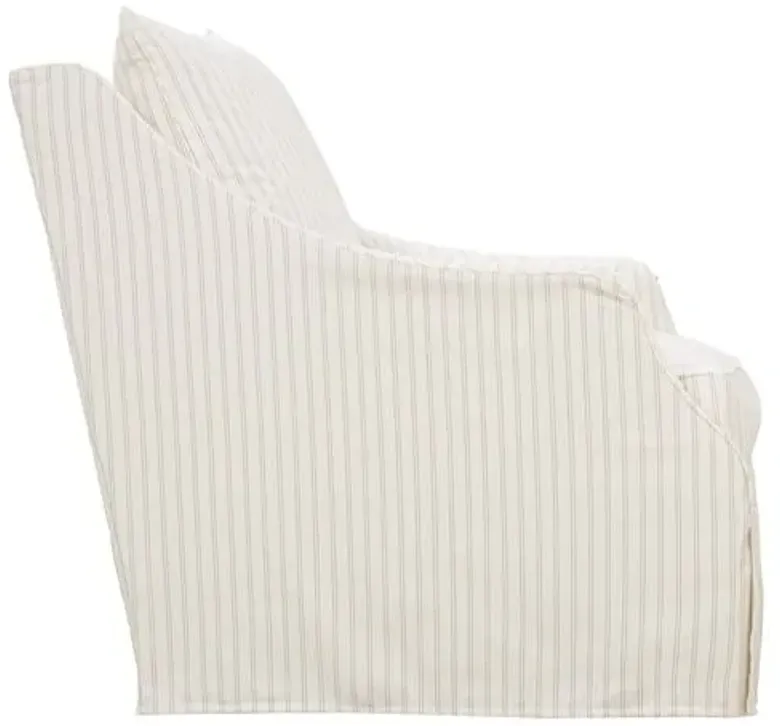 Sadie Slipcover Swivel Chair - Ivory/Grey Stripe