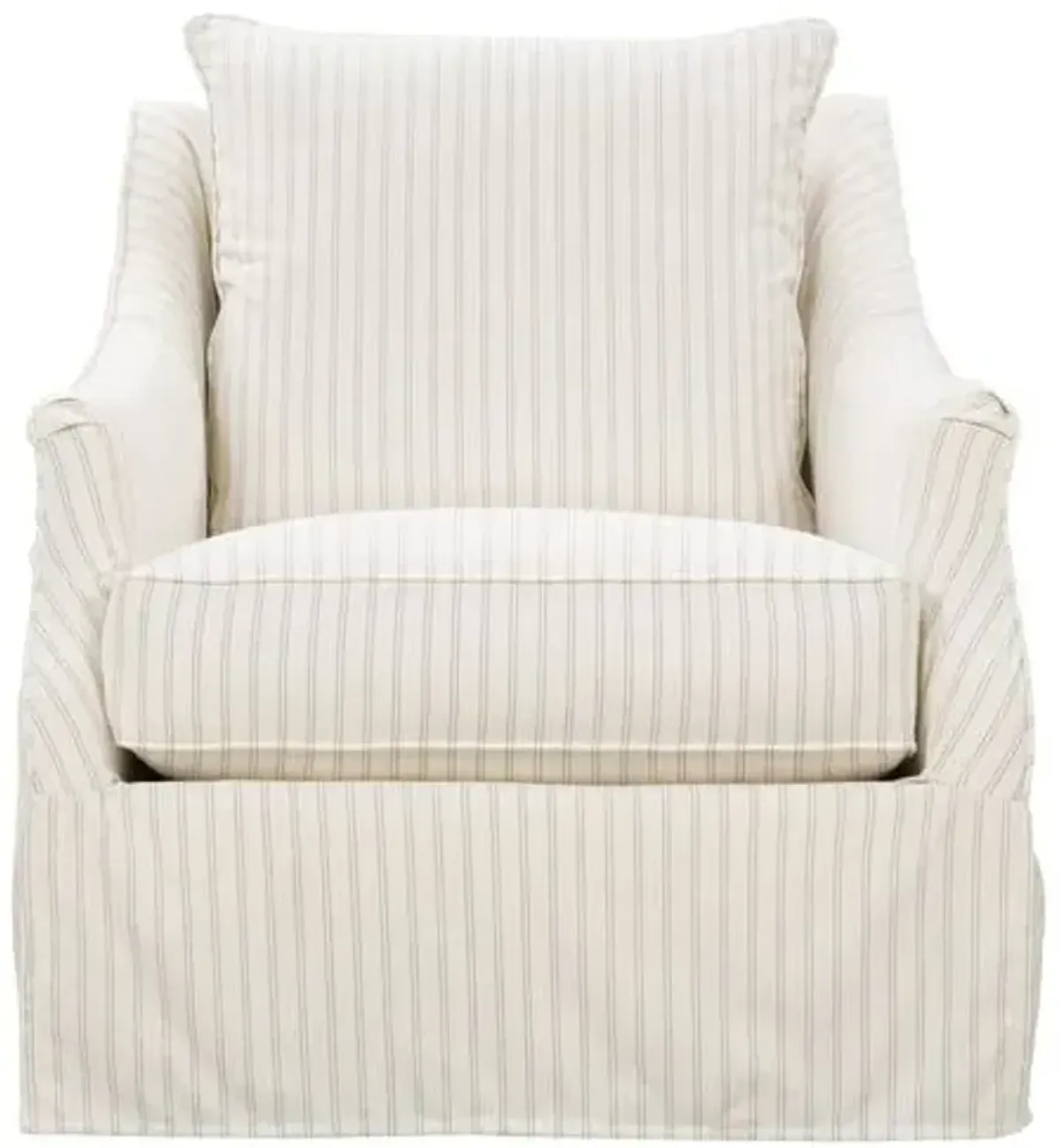 Sadie Slipcover Swivel Chair - Ivory/Grey Stripe