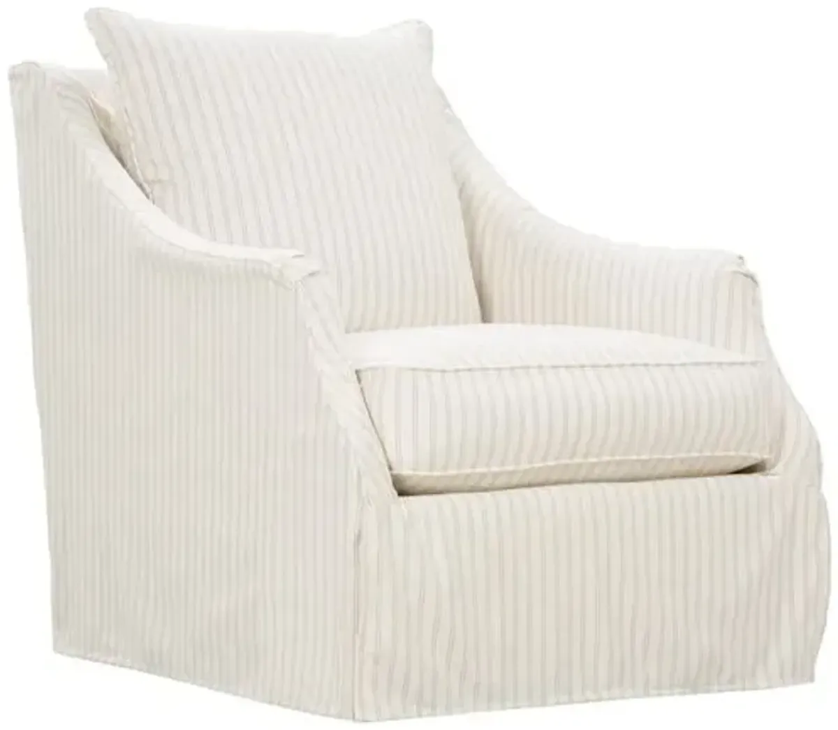 Sadie Slipcover Swivel Chair - Ivory/Grey Stripe