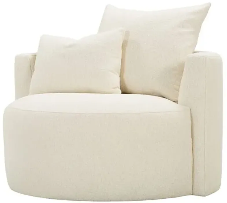 Wrenley Swivel Cuddle Chair - Bone White Boucle