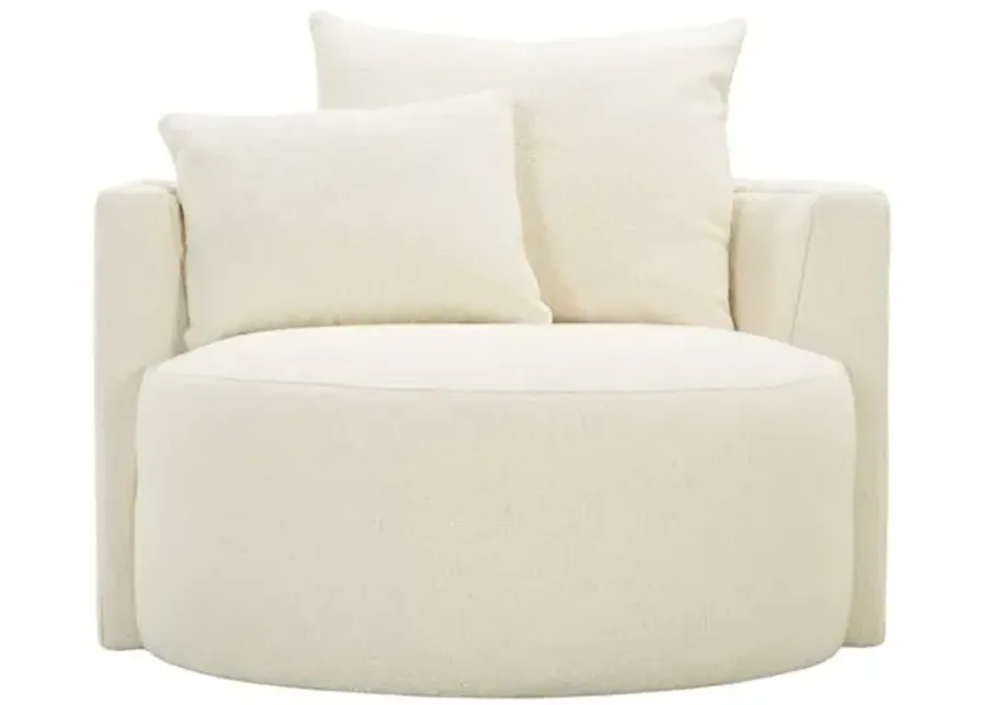 Wrenley Swivel Cuddle Chair - Bone White Boucle