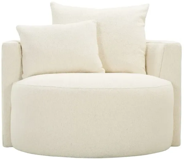 Wrenley Swivel Cuddle Chair, Bone White Boucle