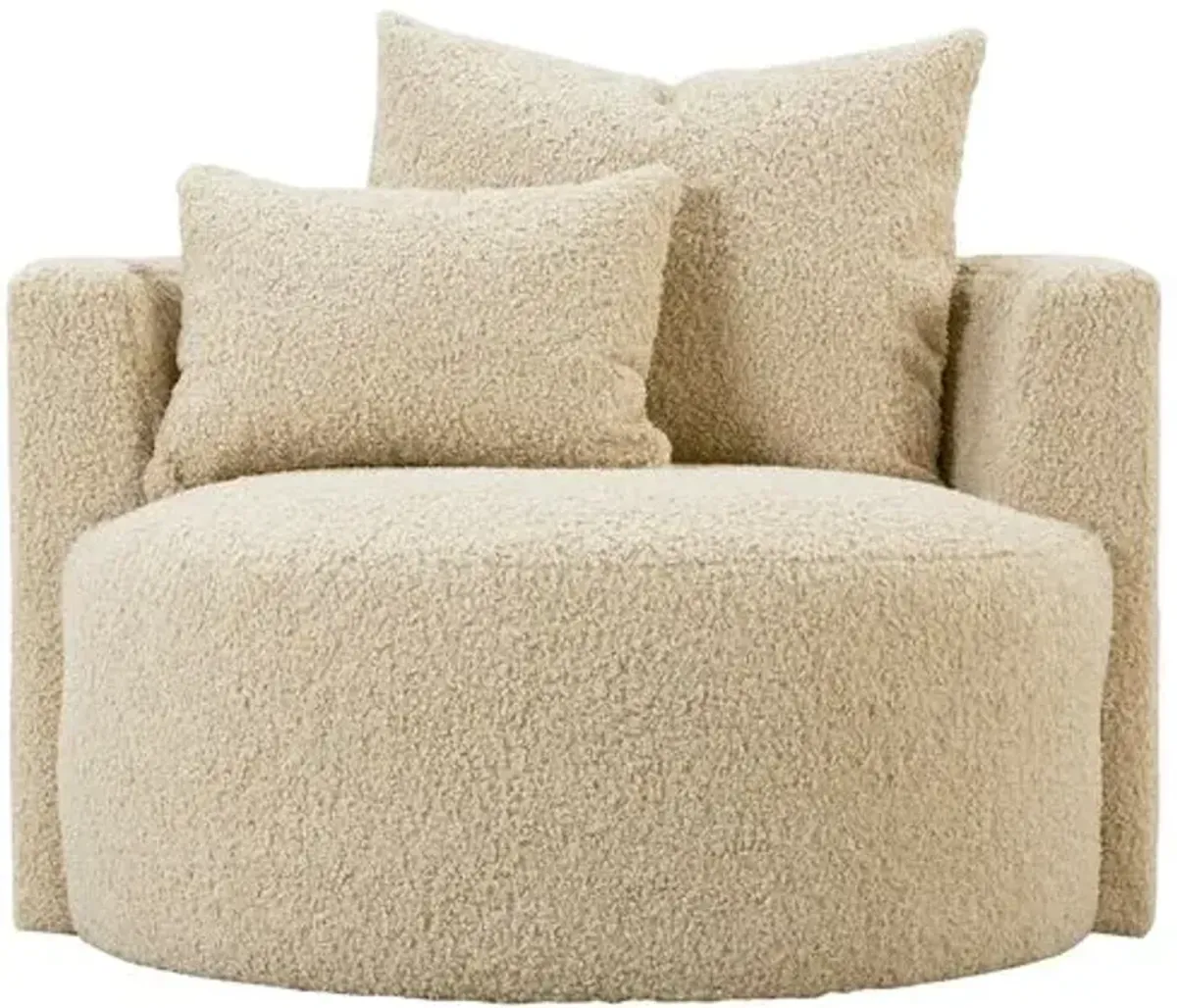 Wrenley Swivel Cuddle Chair - Sand Shearling