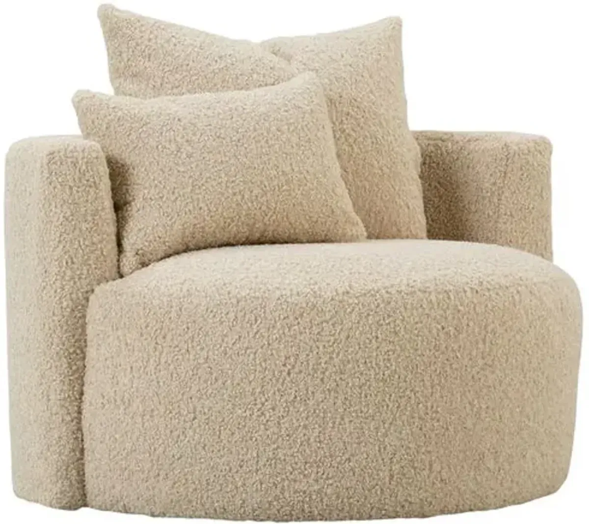 Wrenley Swivel Cuddle Chair - Sand Shearling - Beige