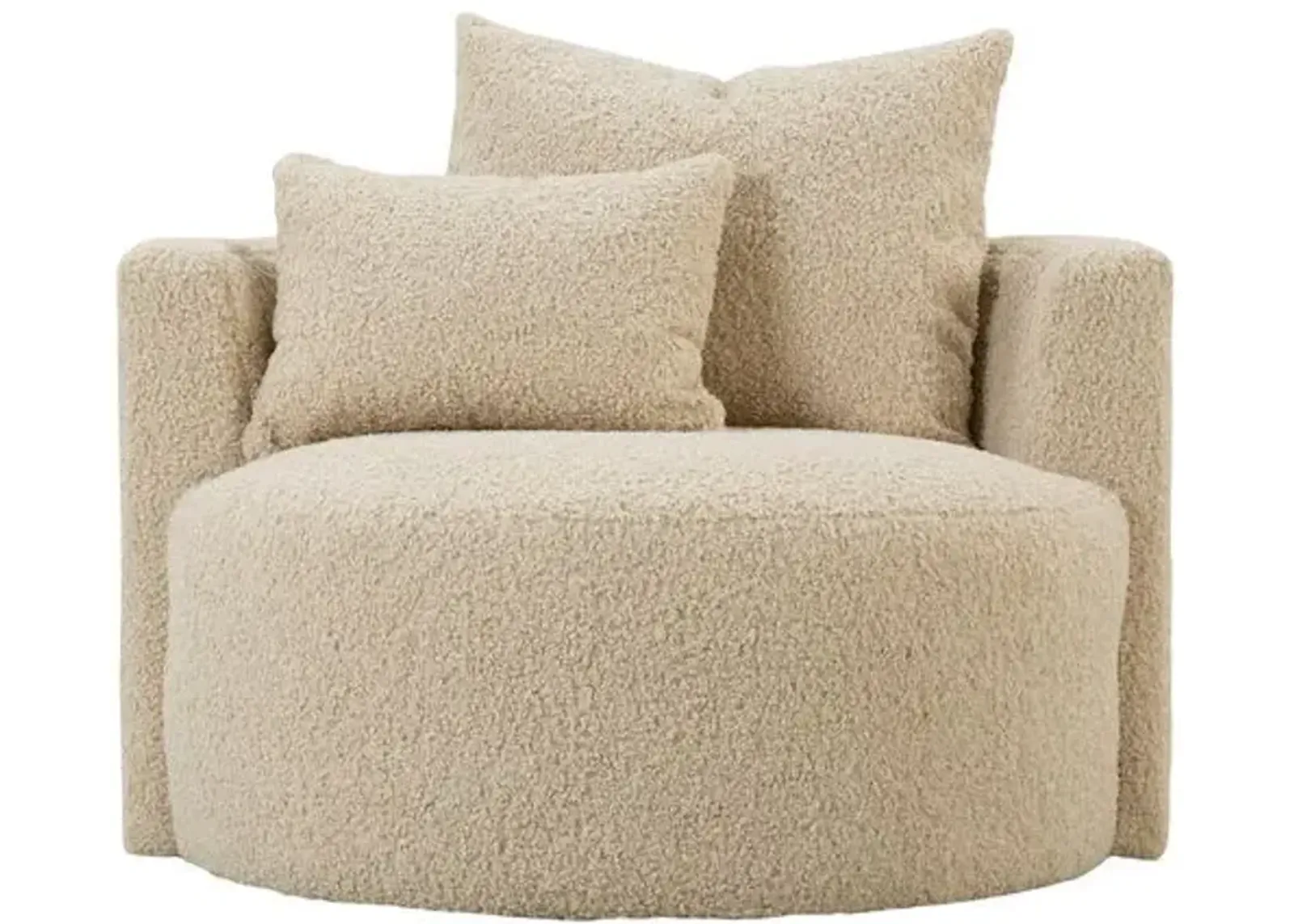 Wrenley Swivel Cuddle Chair - Sand Shearling - Beige