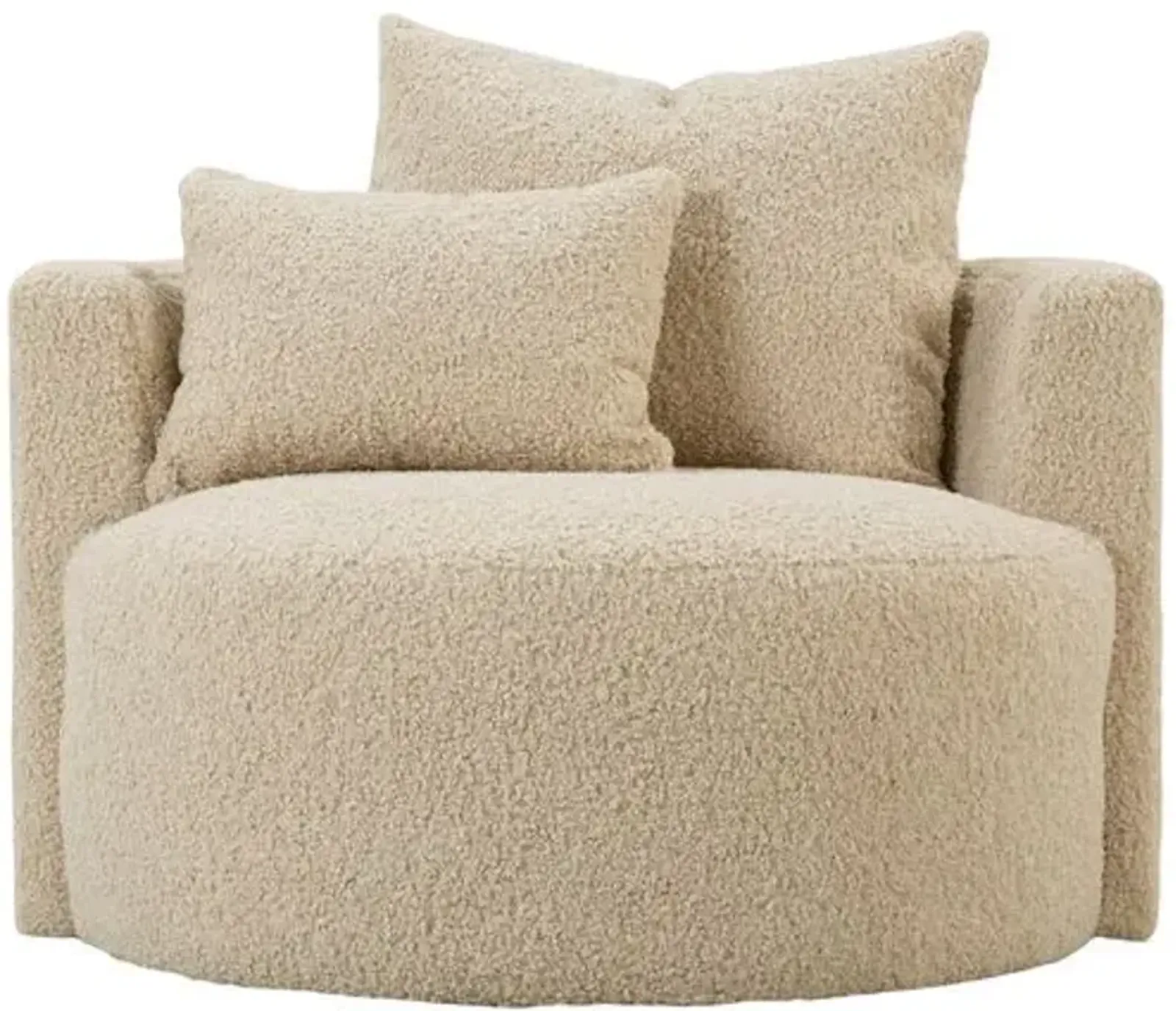 Wrenley Swivel Cuddle Chair - Sand Shearling - Beige