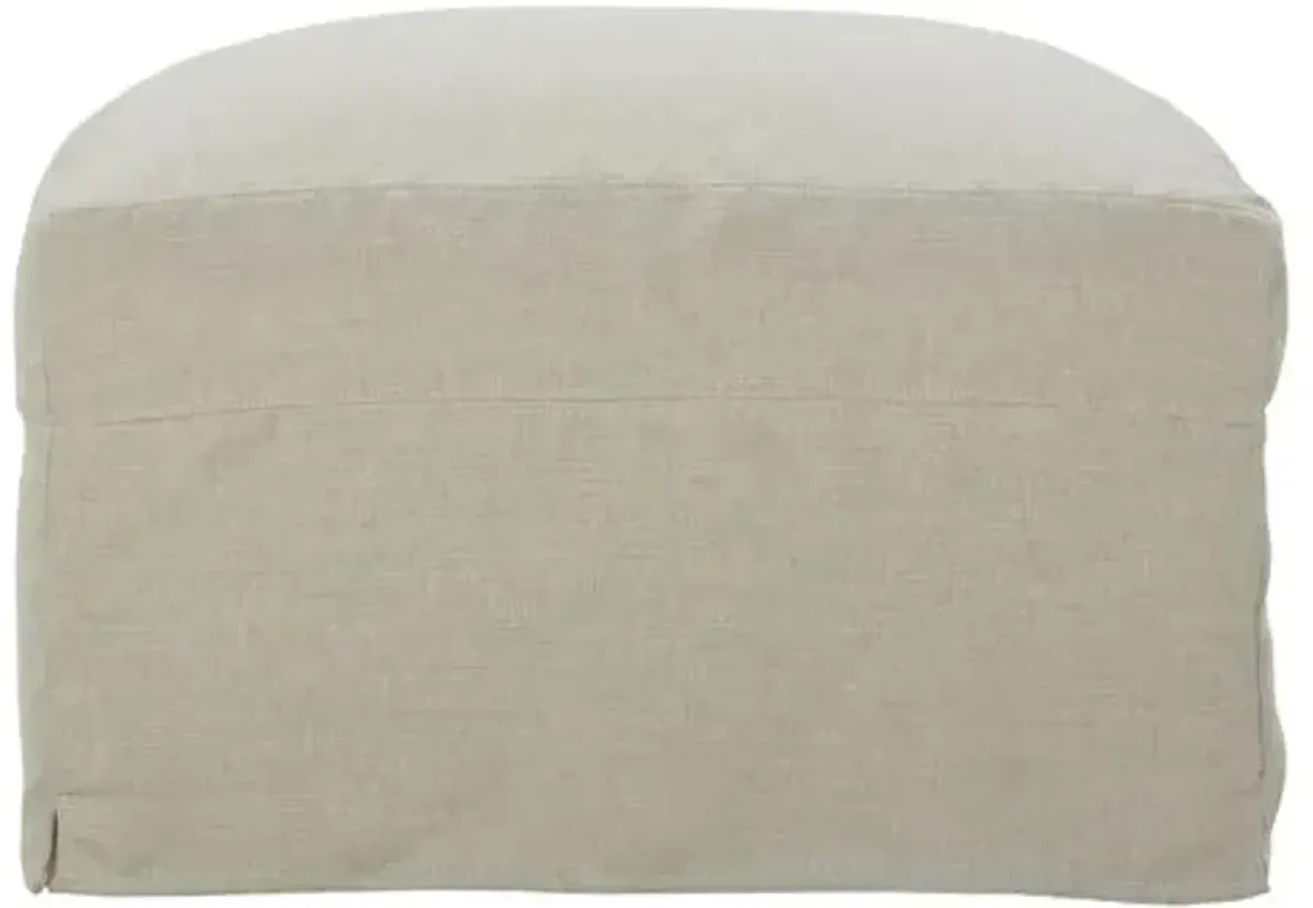 Vivian Slipcover Ottoman - Pearl - White