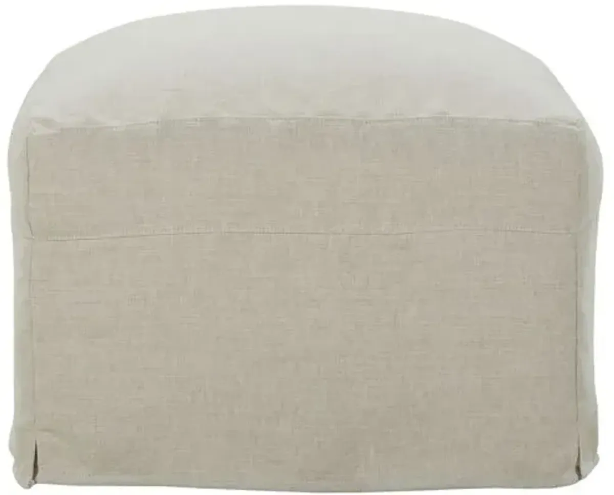 Vivian Slipcover Ottoman - Pearl - White