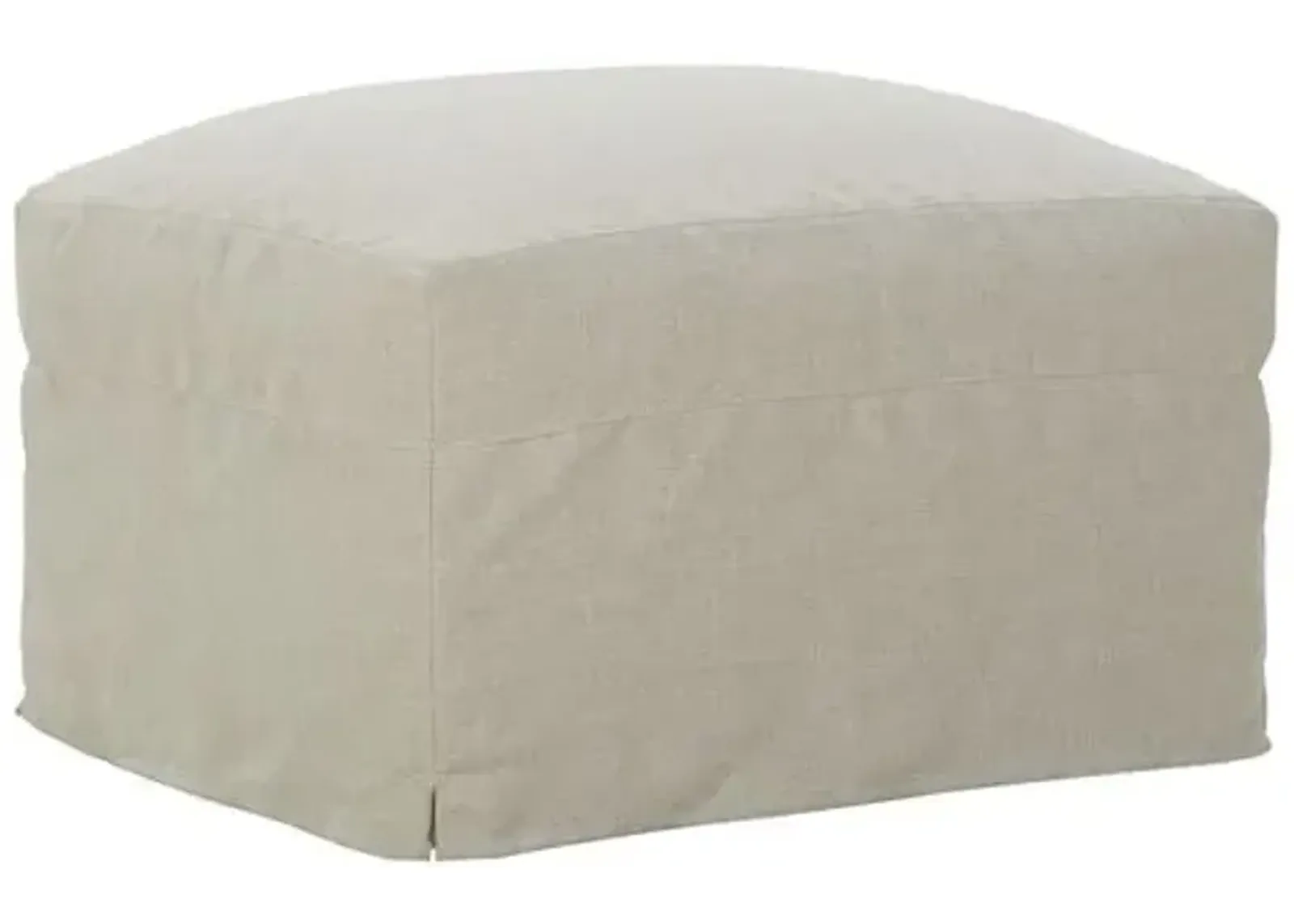 Vivian Slipcover Ottoman - Pearl - White