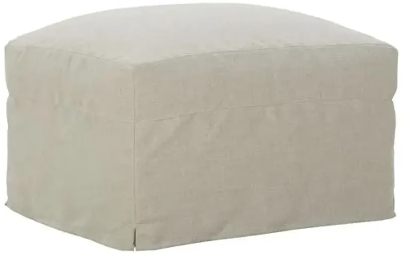 Vivian Slipcover Ottoman - Pearl - White