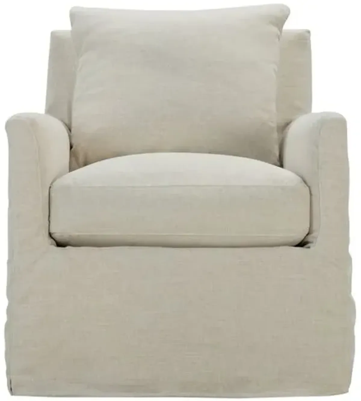 Vivian Slipcover Swivel Glider Chair - Pearl - White