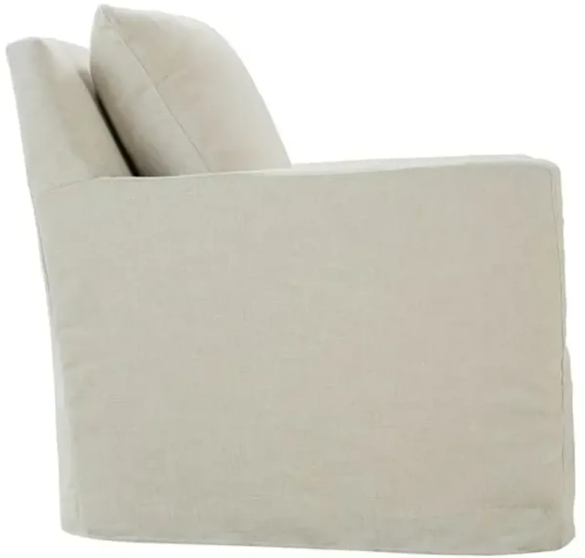 Vivian Slipcover Swivel Glider Chair - Pearl - White