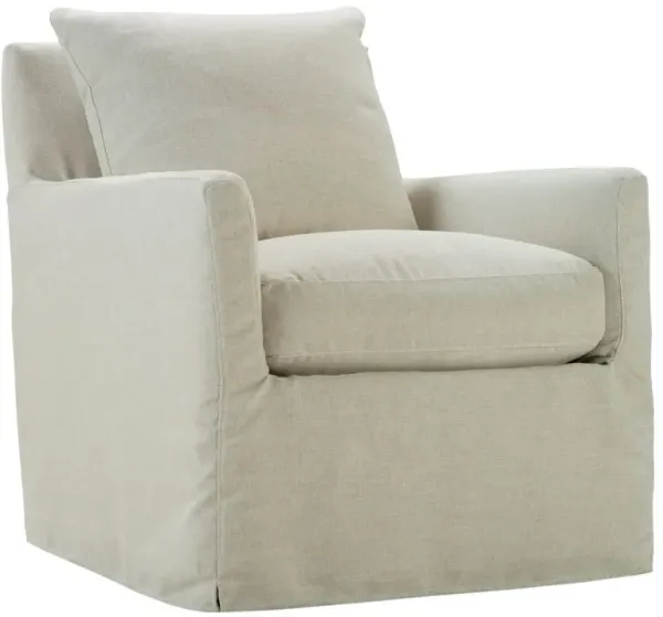 Vivian Slipcover Swivel Glider Chair, Pearl