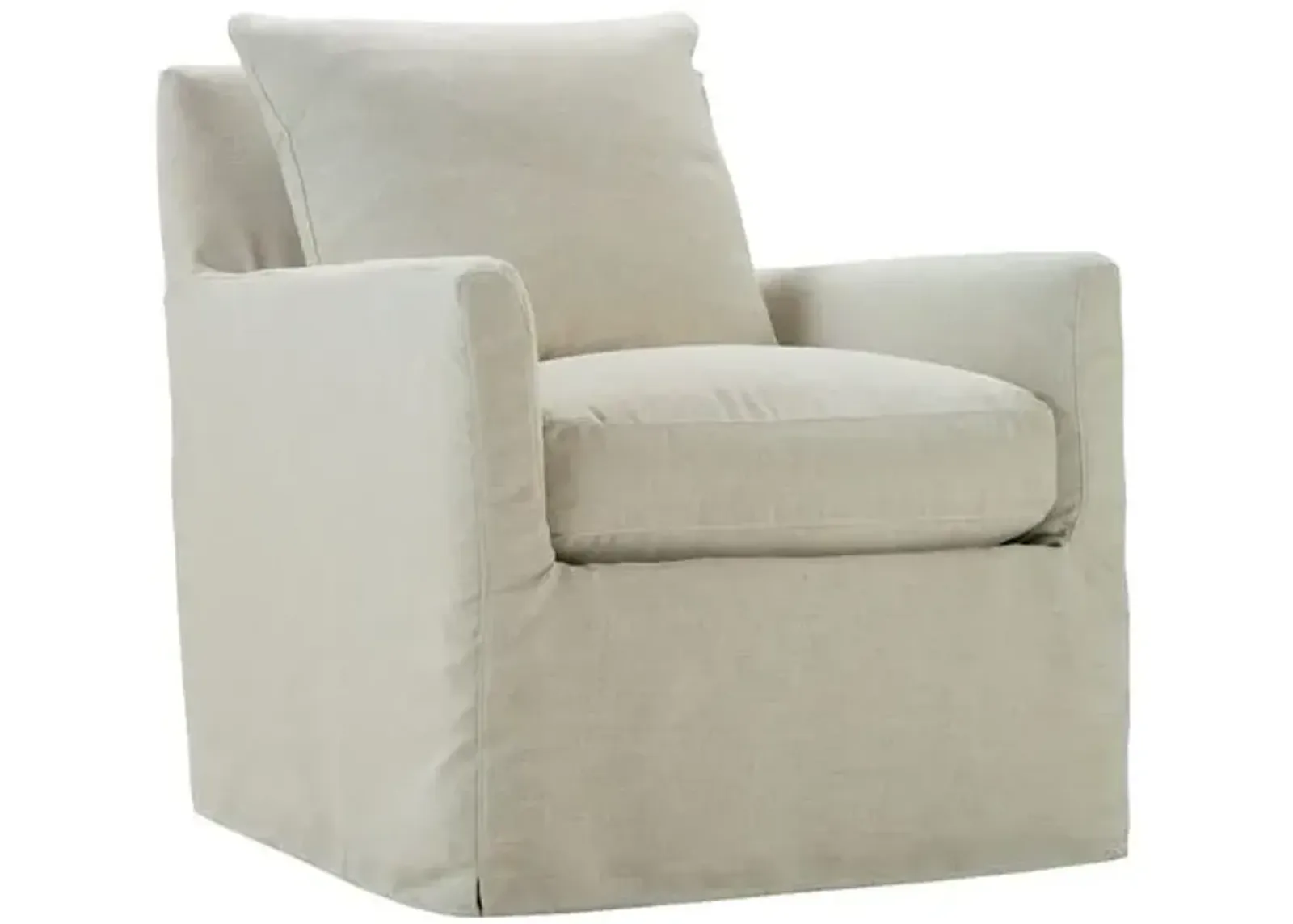 Vivian Slipcover Swivel Glider Chair - Pearl - White