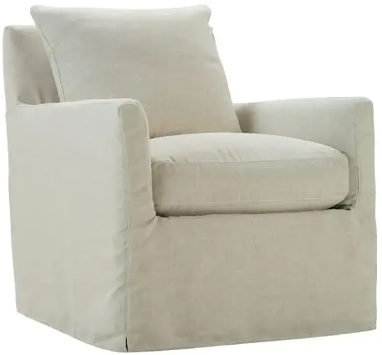 Vivian Slipcover Swivel Glider Chair - Pearl - White