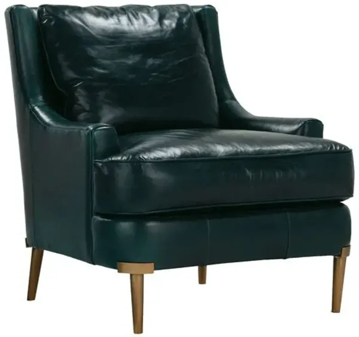 Morrison Leather Accent Chair - Teal - Blue, Comfortable, Durable