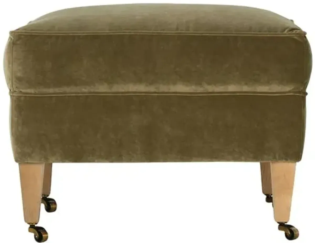 Elodie Velvet Ottoman - Green