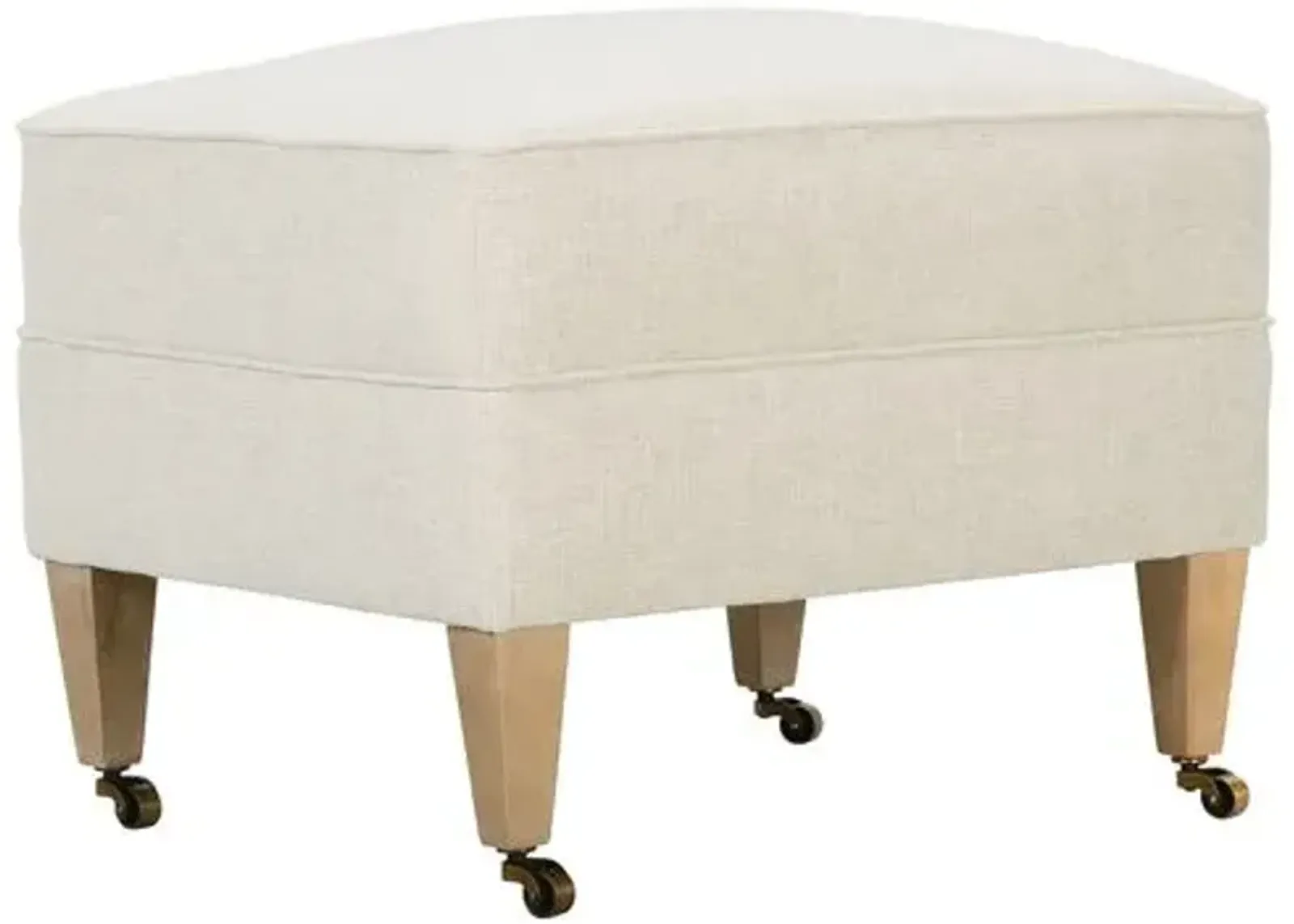 Leo Ottoman with Casters - Ivory