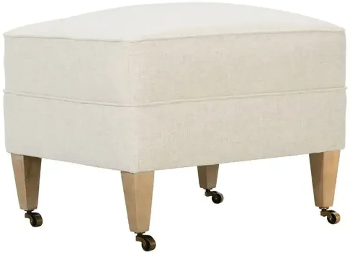 Leo Ottoman with Casters - Ivory