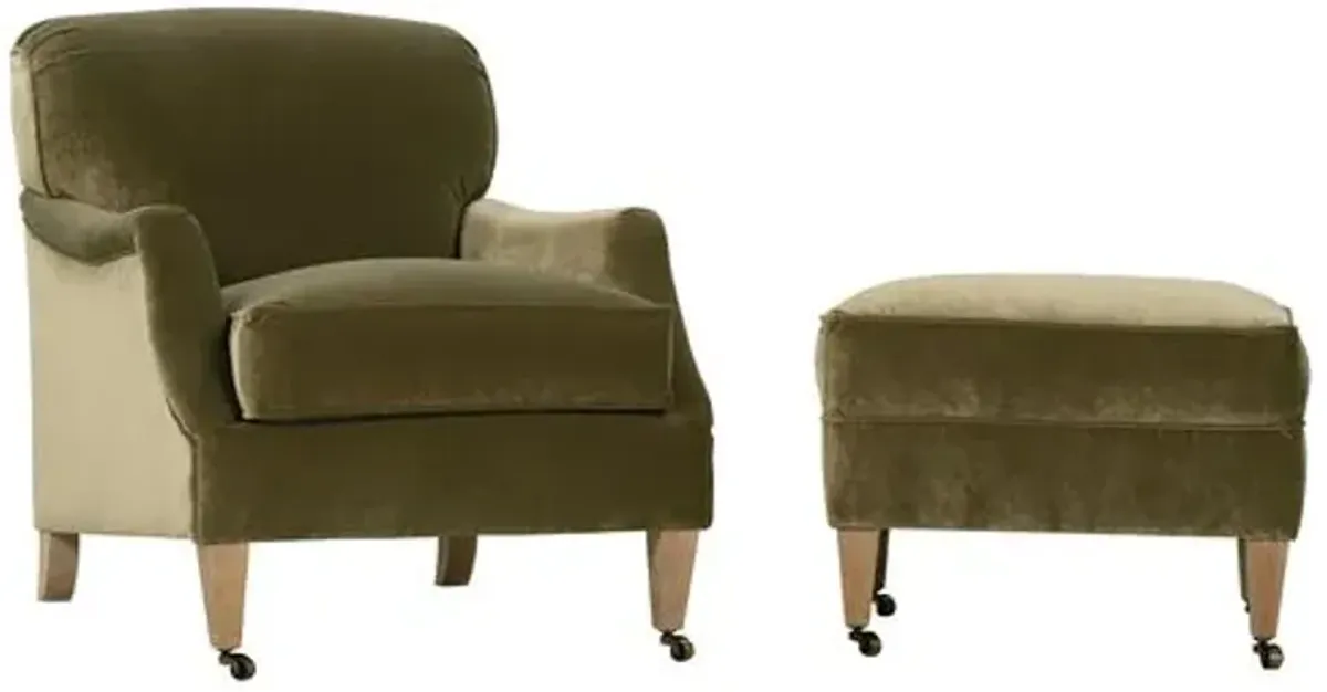 Leo Velvet Accent Chair - Olive Green, Comfortable, Durable