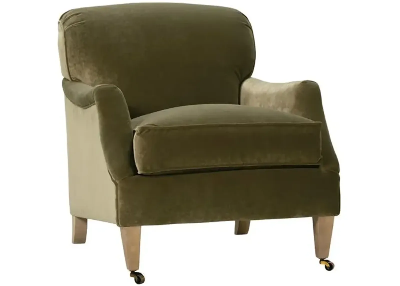 Leo Velvet Accent Chair - Olive Green, Comfortable, Durable