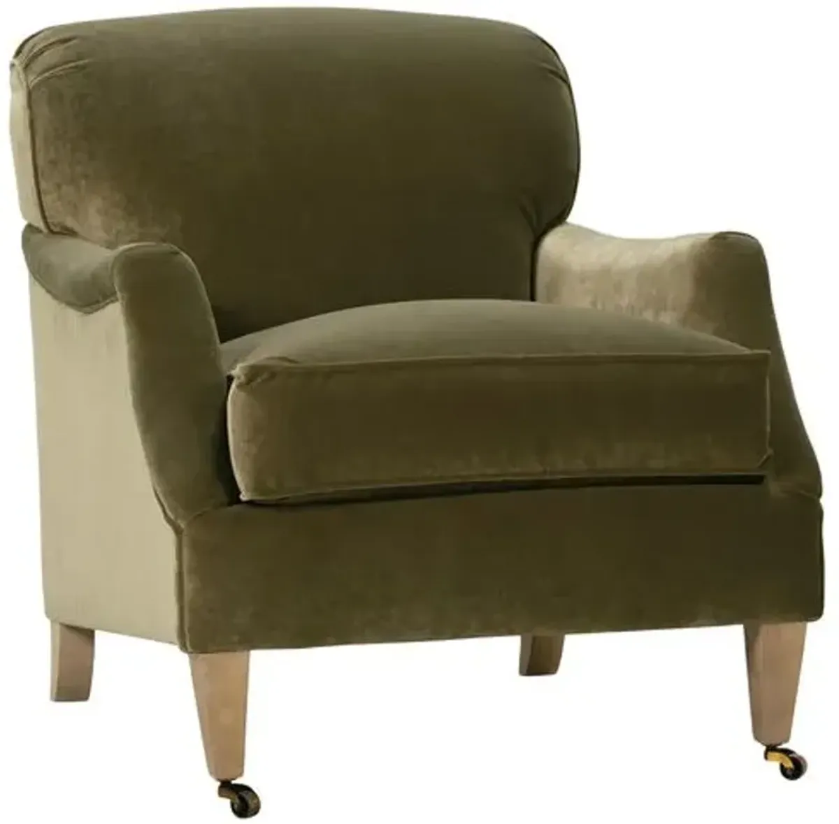 Leo Velvet Accent Chair - Olive Green, Comfortable, Durable