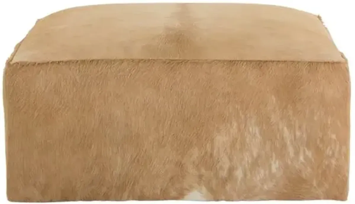 Cullen Hair on Hide Ottoman - Caramel