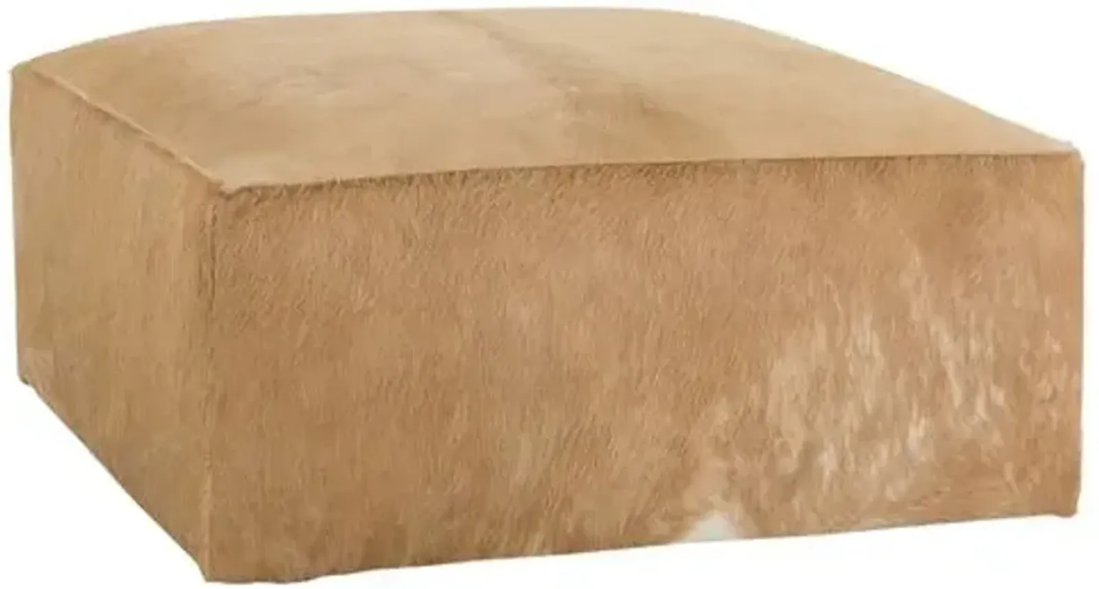 Cullen Hair on Hide Ottoman - Caramel