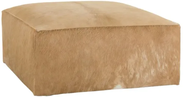 Cullen Hair on Hide Ottoman, Caramel