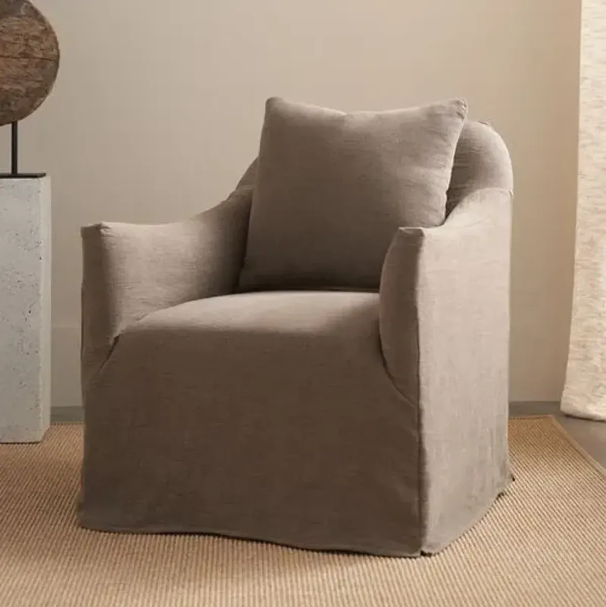 Jianna Slipcover Swivel Chair - Linen