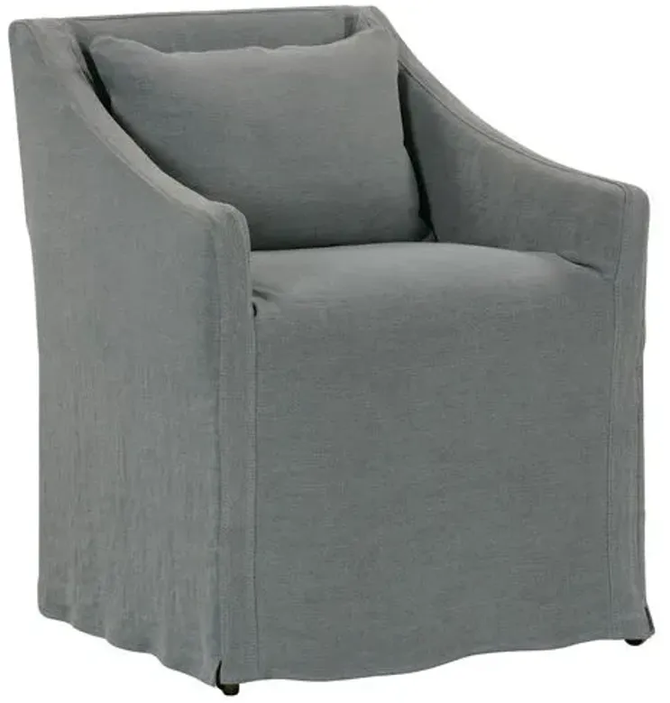 Charli Slipcover Dining Arm Chair - Linen - Gray