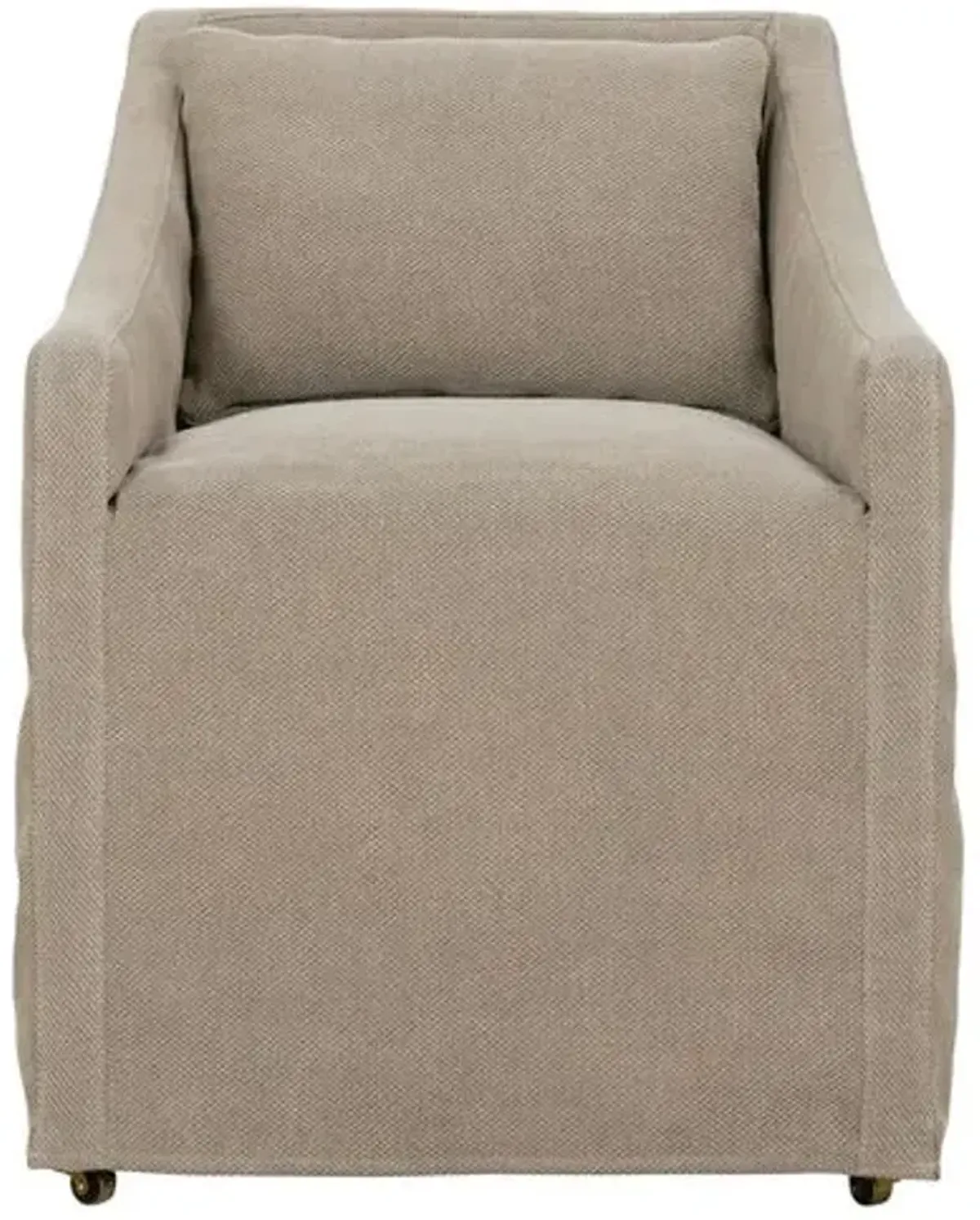 Charli Slipcover Dining Arm Chair - Linen - Brown