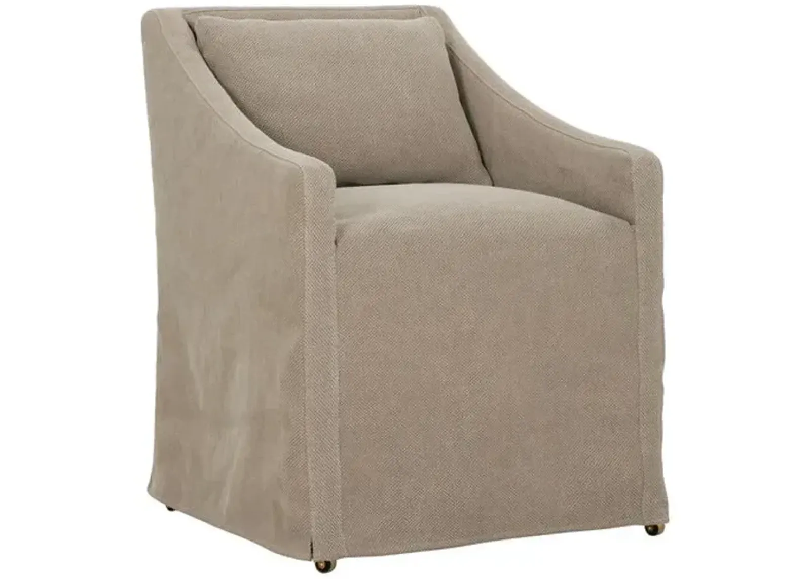 Charli Slipcover Dining Arm Chair - Linen - Brown