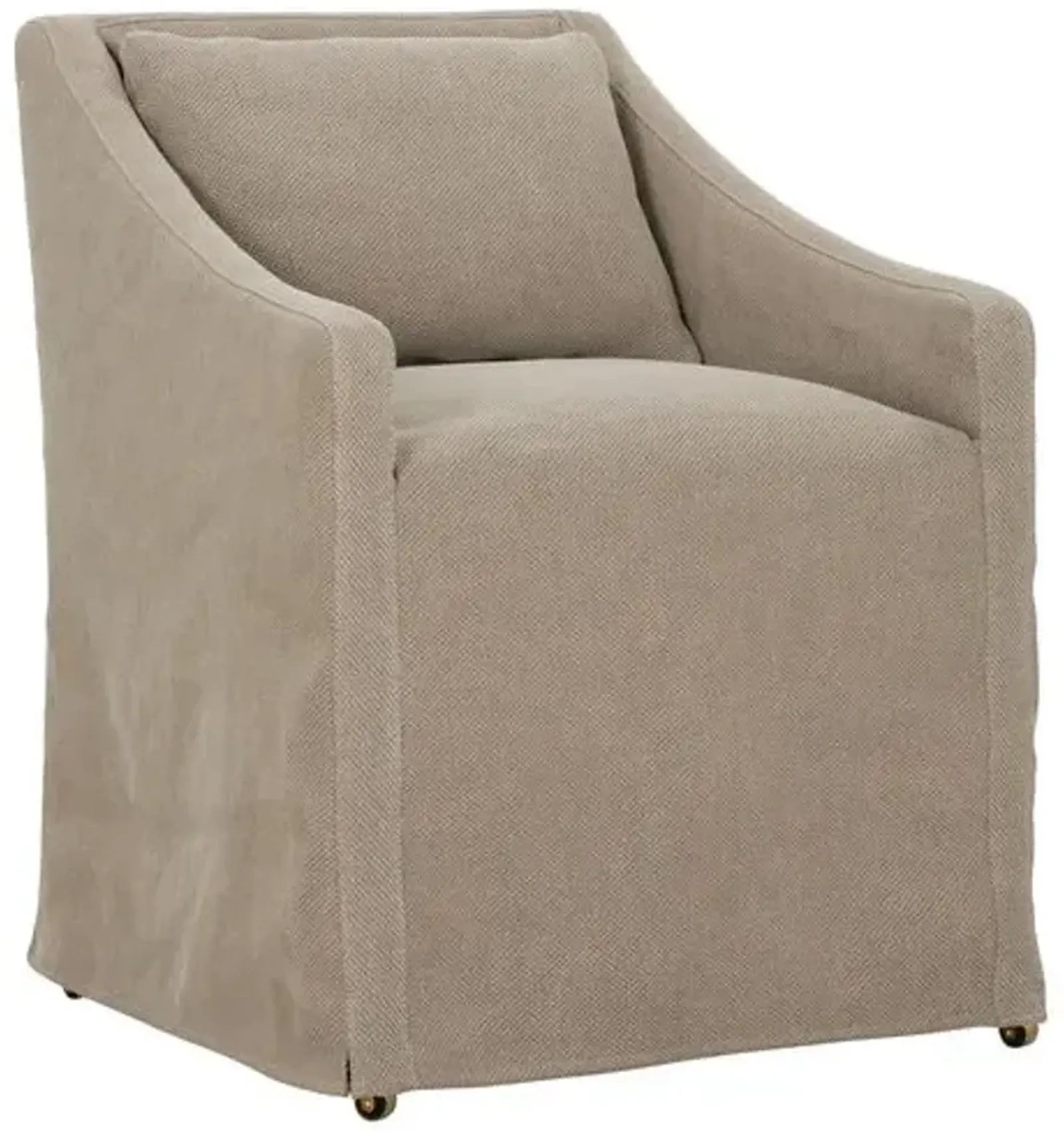 Charli Slipcover Dining Arm Chair - Linen - Brown