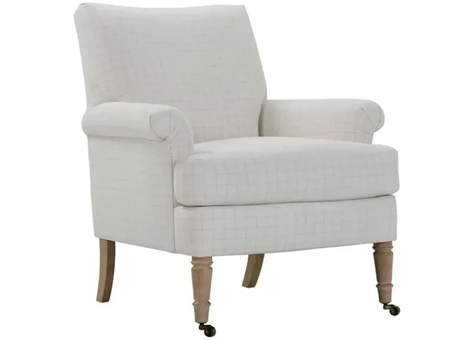 Rue Accent Chair - Ecru Plaid, Comfortable, Durable