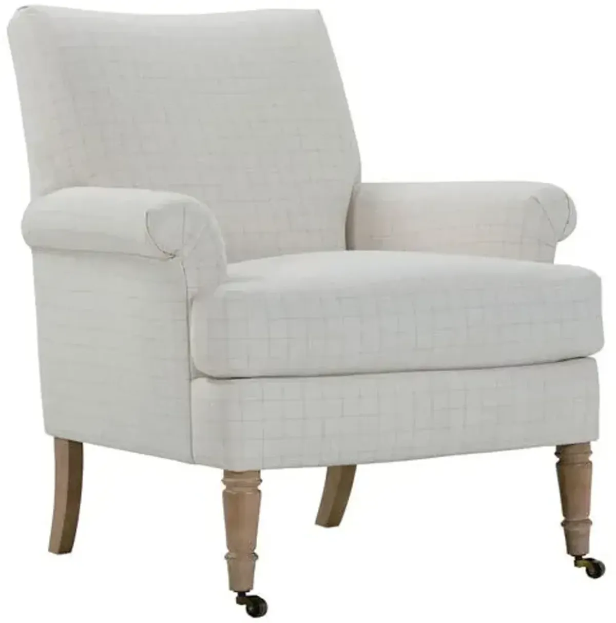 Rue Accent Chair - Ecru Plaid, Comfortable, Durable