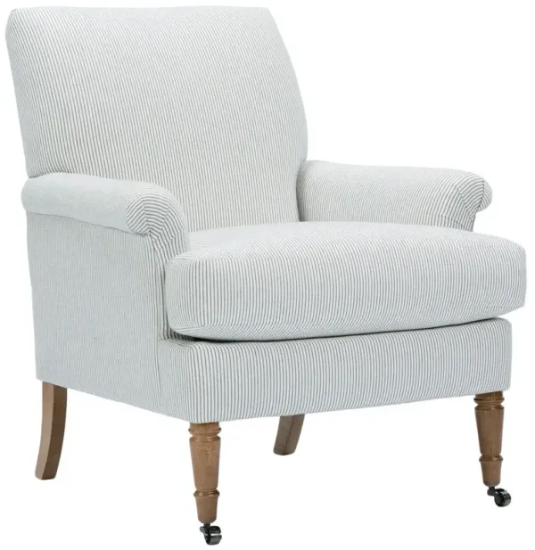 Rue Accent Chair, Navy/White Pinstripe