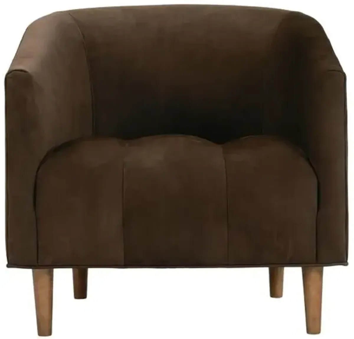 Peterson Barrel Leather Accent Chair - Brown - Curved Back, Comfortable, Durable