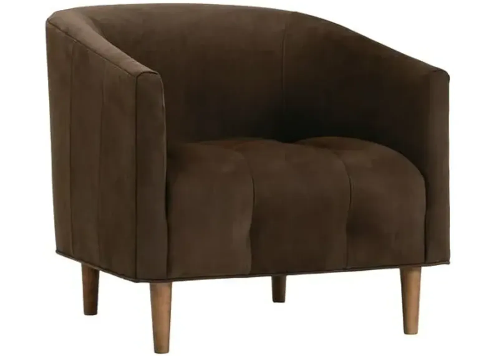 Peterson Barrel Leather Accent Chair - Brown - Curved Back, Comfortable, Durable