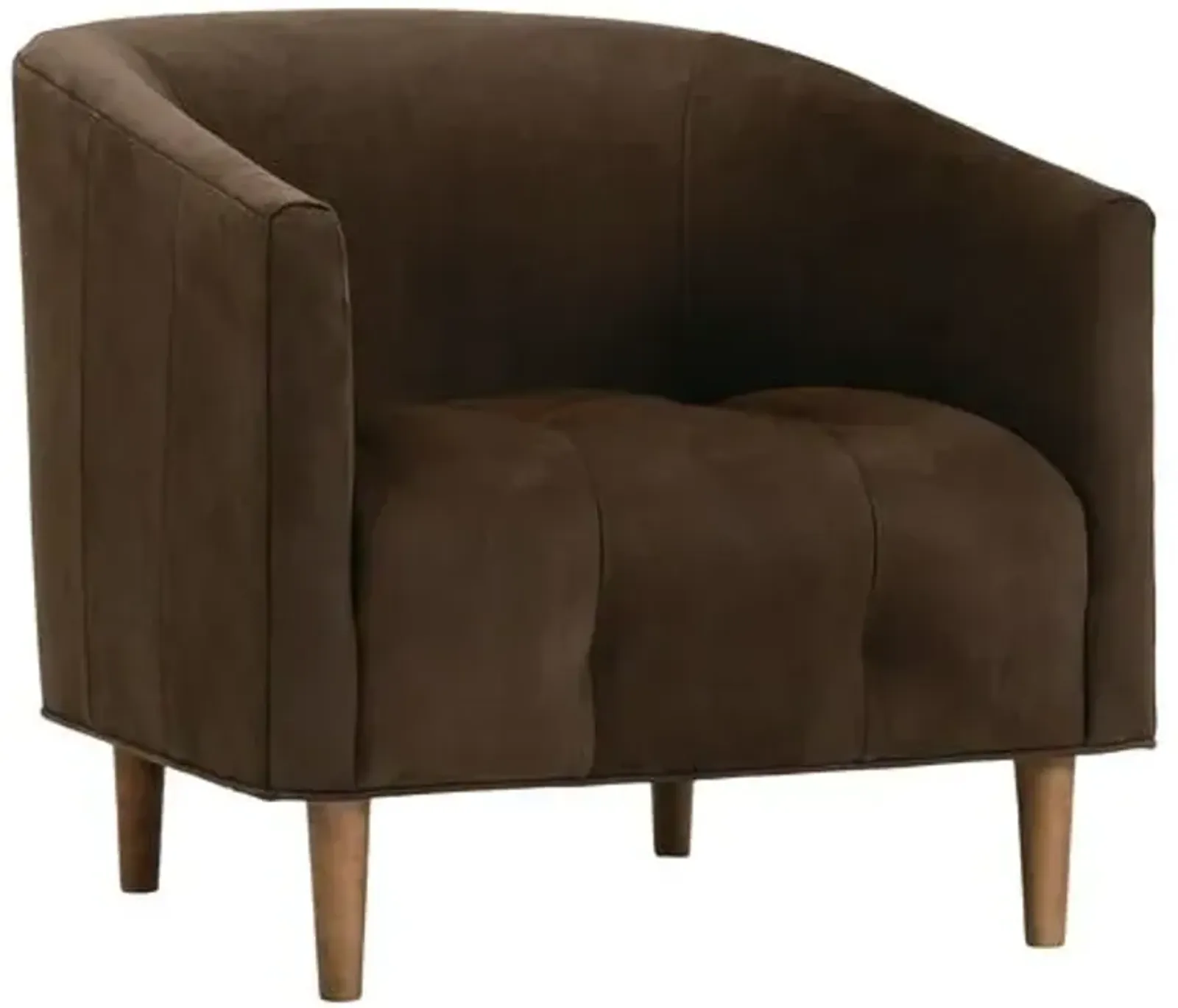 Peterson Barrel Leather Accent Chair - Brown - Curved Back, Comfortable, Durable