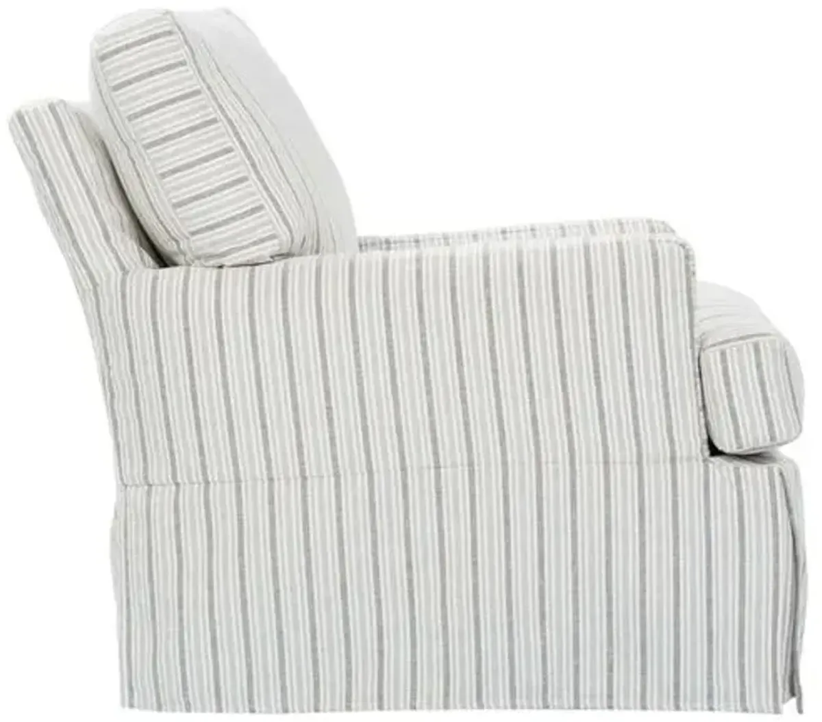 Landy Slipcovered Swivel Glider Chair - Taupe/Grey Stripe