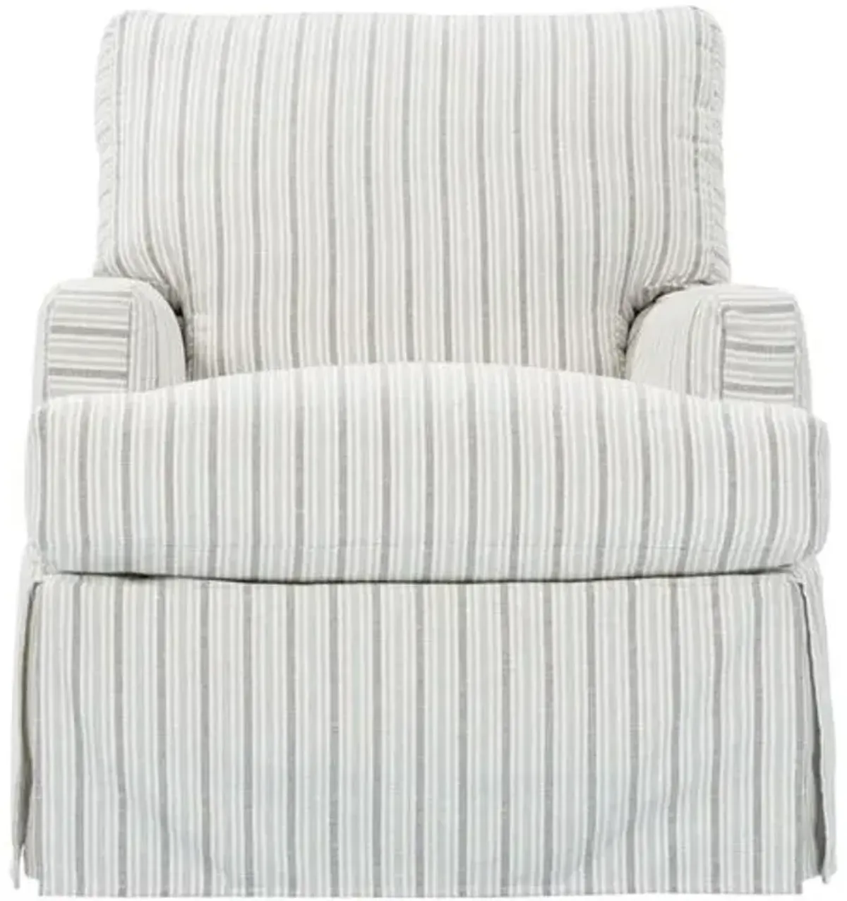 Landy Slipcovered Swivel Glider Chair - Taupe/Grey Stripe