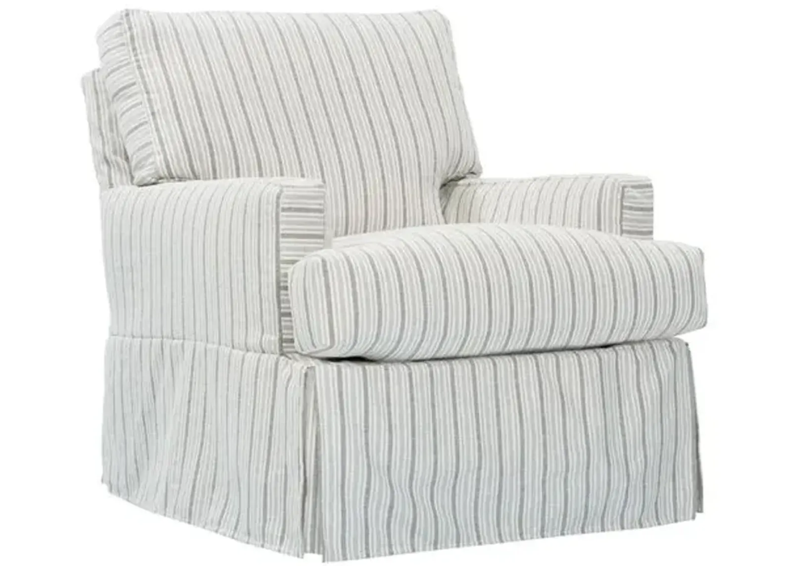 Landy Slipcovered Swivel Glider Chair - Taupe/Grey Stripe